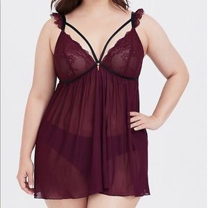Torrid Merlot Strappy Lace Babydoll Lingerie 5X-28